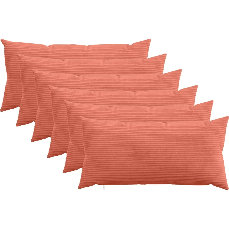 vidaXL Kussensloop 6 st HEERLEN Rood-oranje 40 x 80 cm corduroy, foto 3