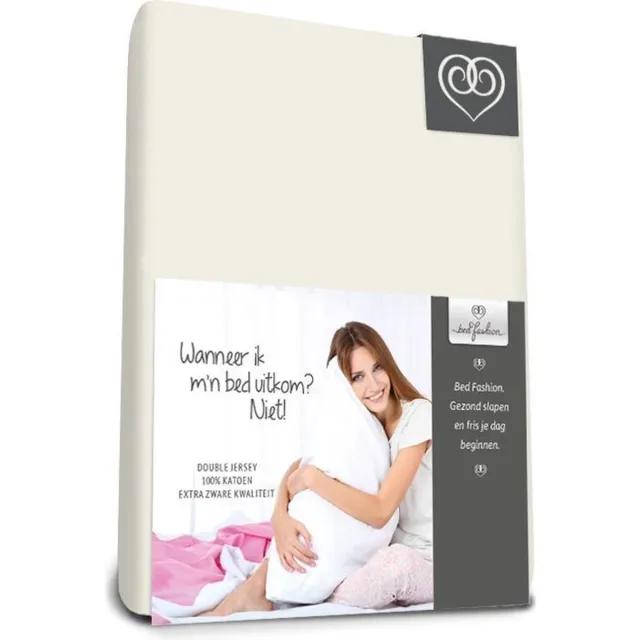 Bed-Fashion Double Jersey hoeslaken extra zwaar 160 x 210 cm creme