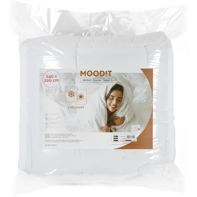 Mood!t Moodit 4-Seizoenen Dekbed Winston - Tweepersoons - 200 x 220 cm - Polyestervulling Wit