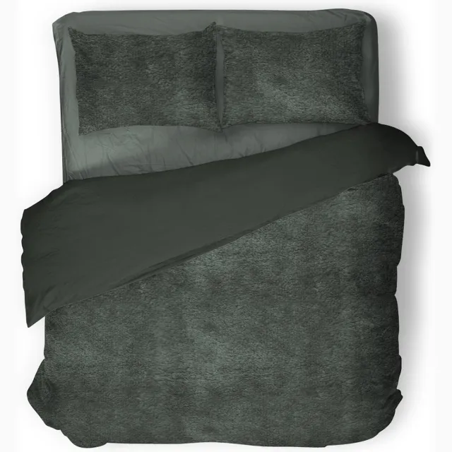 Eleganzzz Dekbedovertrek Flanel Fleece - Green - Dekbedovertrek 200x200/220cm - 100% flanel fleece - Tweepersoons Dekbedovertrekken - 200x220cm - Fluffy Dekbedovertrek - Effen Dekbedovertrek