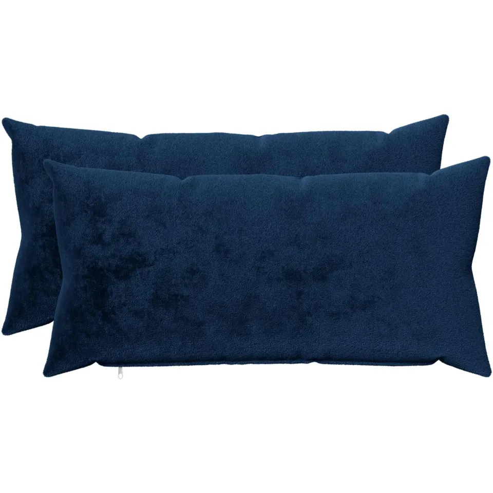 vidaXL Kussensloop 2 st HEERLEN Marineblauw 40 x 80 cm Flanel, foto 3
