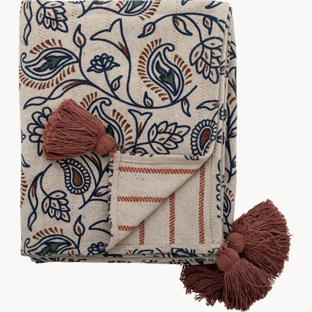 Bloomingville Dubbelzijdige plaid Paisley Kleurrijk