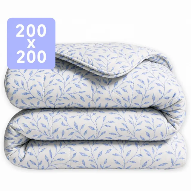Happybed Dekbed zonder overtrek 200x200 - 100% Katoen - Wasbaar Dekbed - Bedrukt dekbed zonder hoes - Hoesloos Dekbed - Tweepersoonsdekbed - Twilight Leaves