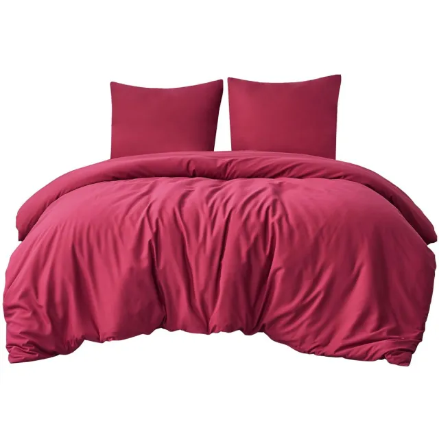 Ibenzoa Zacht En Strijkvrij Microvezel Beddengoed Set Met Ritssluiting, 220 x 240 cm, 3-delig rood