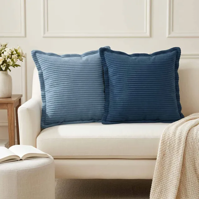 vidaXL Kussensloop 6 st HOUTEN Marineblauw 50 x 50 cm corduroy