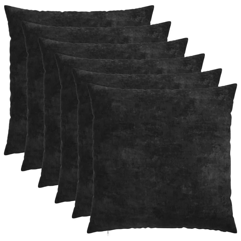 vidaXL Kussensloop 6 st HEERLEN Antraciet 65 x 65 cm Chenille Stof, foto 3