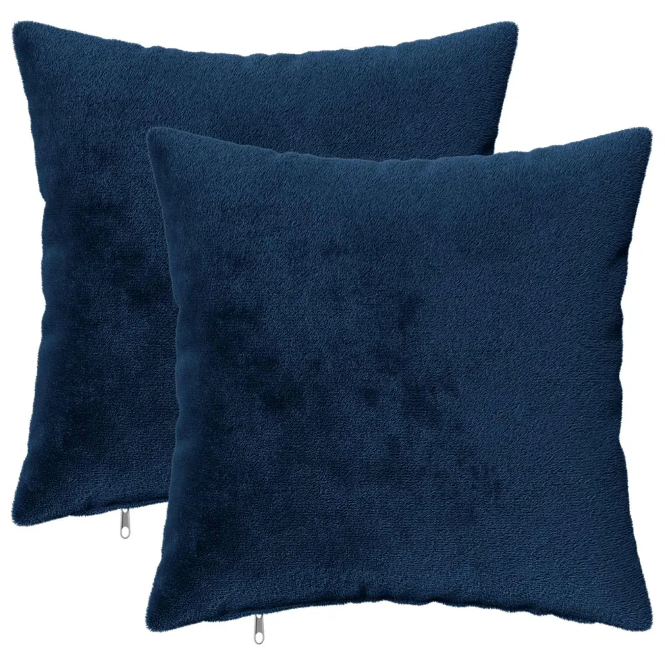 vidaXL Kussensloop 2 st HEERLEN Marineblauw 45 x 45 cm Flanel, foto 3