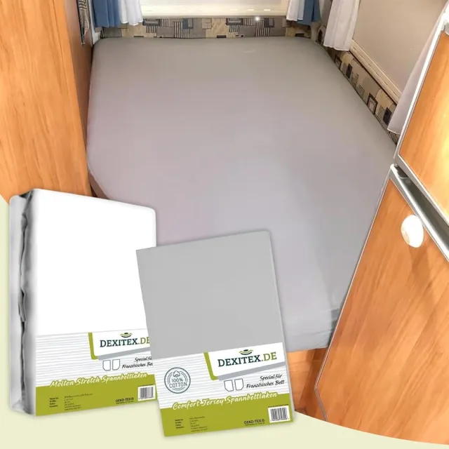 dexitex Textielpakket Frans bed - 1 hoeslaken en 1 molton - links Licht grijs 1 x molton/ 1 x Lichtgrijs hoeslaken