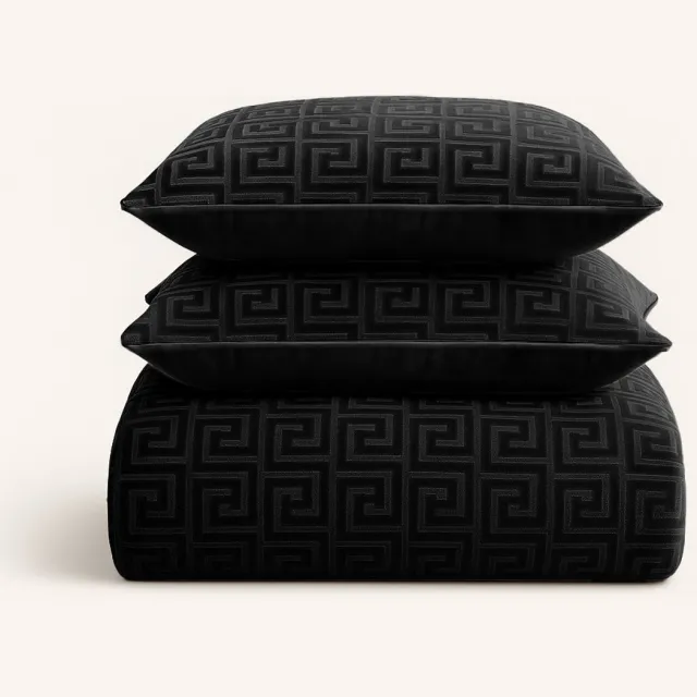 Y-not® Y-NOT™ - Velvet Designer Zwart - Dekbedovertrek - 140x200/220 1-Persoons - 1 kussensloop 60x70cm - 30 dagen proefslapen