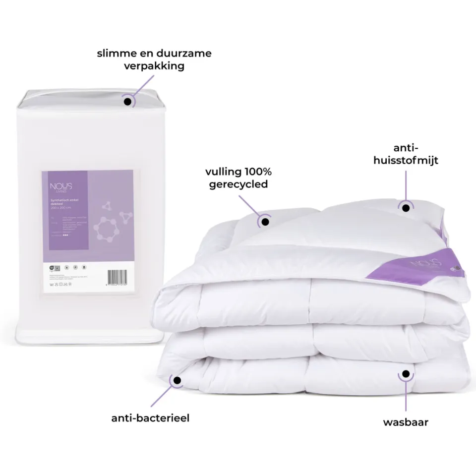 NOUS Living enkeldekbed synthetisch anti-allergisch wit, foto 5