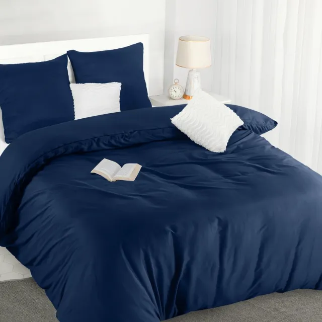 Ibenzoa Zacht en Luxe Dekbedovertrekset van Microvezel met Kussenslopen voor Ultiem Comfort Donkerblauw