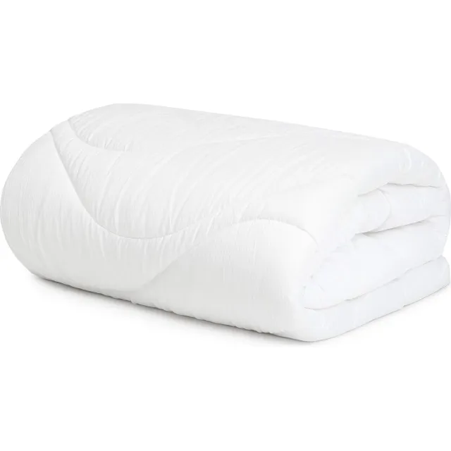 Eenvoudig schoon dekbed - ademend dekbed 200 x 200 cm - licht dekbed voor de zomer 200g/m2 - Seersucker microvezel met reliëf - wasbaar dekbed wit