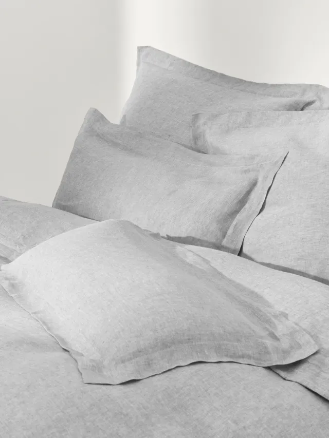 Westwing Collection Linnen dekbedovertrek Linna met Oxford rand Grijs