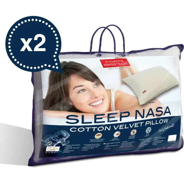 Nora Sleep® Nora Sleep - Swiss - Sleep Nasa - Traagschuim - Hoofdkussen - Memory Foam - Set van 2 stuks Wit