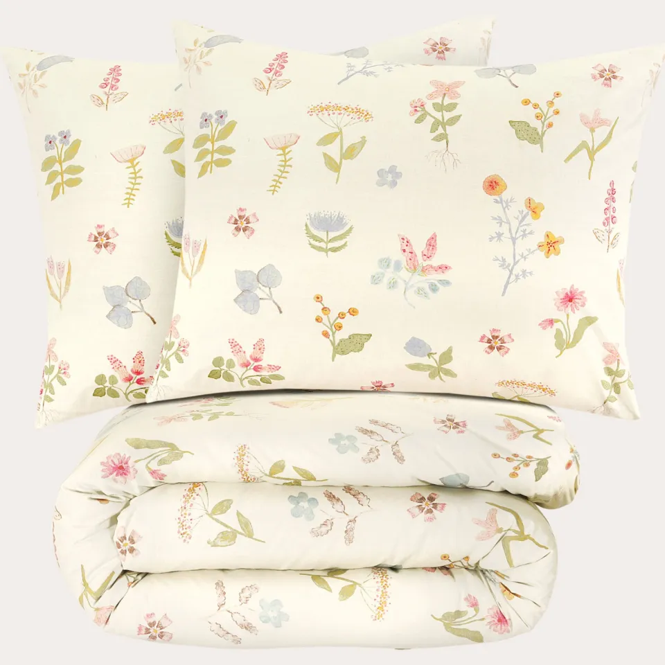 NOUS Living katoenen dekbedovertrek lits-jumeaux bloemenprint multi, foto 2