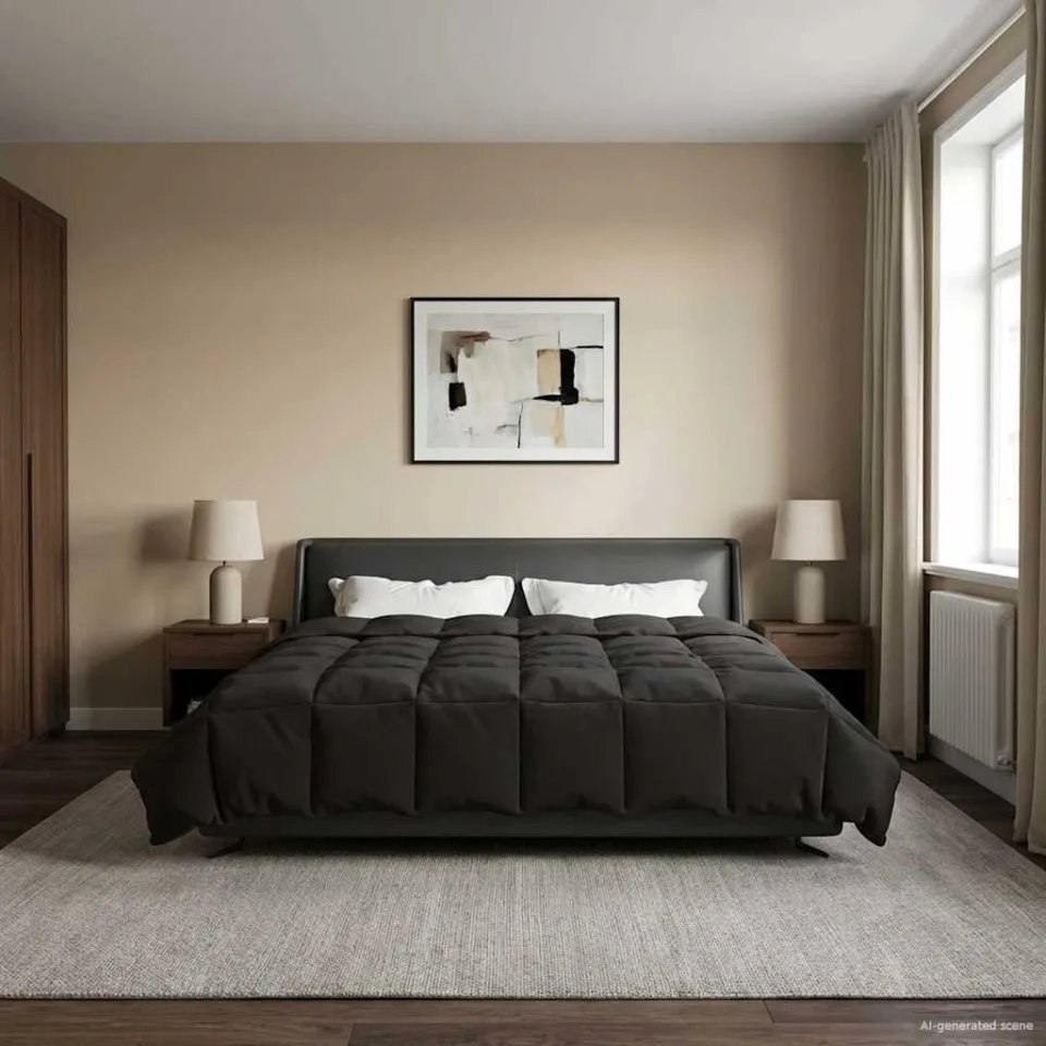 vidaXL Zomer Dekbed 220 x 240 cm Zomer Microfiber (100% polyester) anthraciet, foto 4