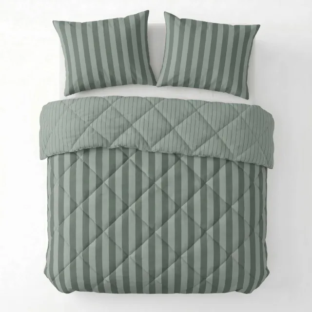 W dekbed zonder overtrek met kussensloop Lazy - omkeerbaar design Groen
