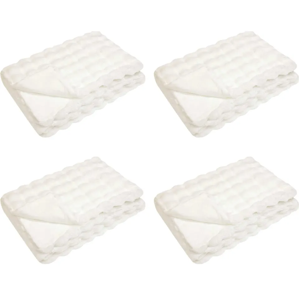 vidaXL Antislip deken van imitatie konijnenbont OLITE 4 st Wit