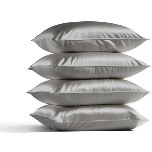 Silk Heaven 4x Zijden Kussensloop 80x80cm Licht Grijs Hotelsluiting 19 Momme - Kussensloop set - Luxe Silk Kussensloop 100% moerbei zijde - Zijde kussensloop - Silk Heaven - 80x80cm / Hotelsluiting Lichtgrijs