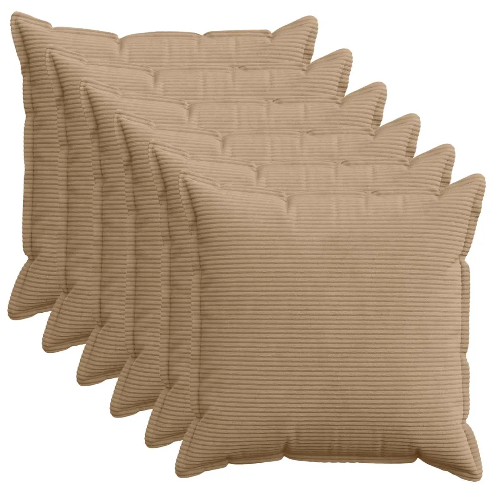 vidaXL Kussensloop 6 st HOUTEN Bruin 80 x 80 cm corduroy, foto 3