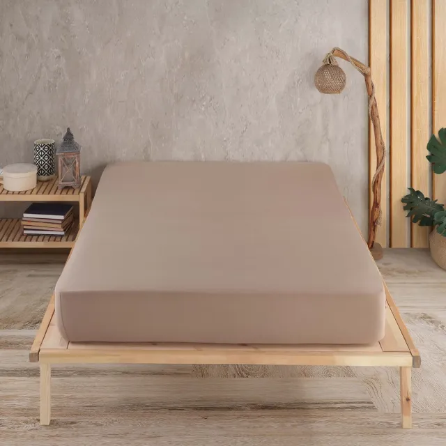 Unyqoos Hoogwaardig Jersey Hoeslaken in Cappuccino voor Optimaal Slaapcomfort, 160 x 200 cm, 100% Katoen