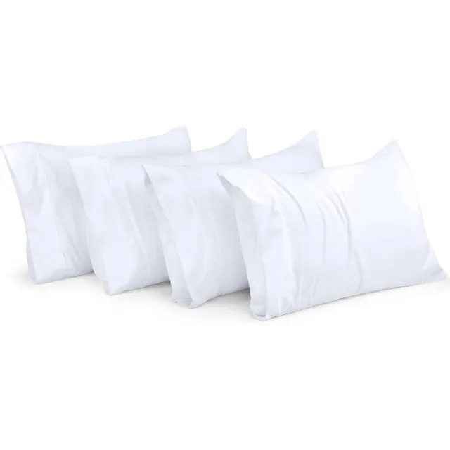 Famanu Standaard kussenslopen – 4 stuks – envelopsluiting – zachte geborstelde microvezelstof – krimp- en vervagingsbestendige kussenslopen standaardformaat 50 x 61 cm (standaard, wit)