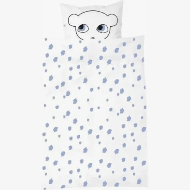 Luckyboysunday Dekbedovertrek Muis 100 x 140 cm Wit/Blauw
