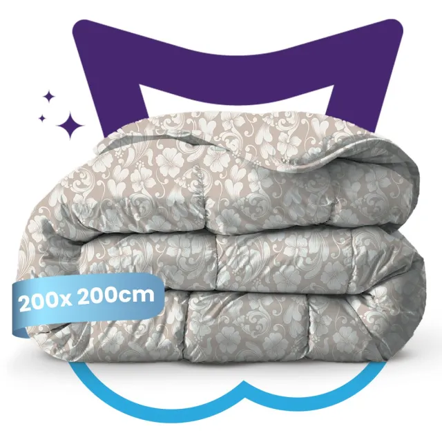 Slaapspeciaal Eazydekbed Series Juliana - Wasbaar Dekbed - Zomerdekbed zonder Overtrek - Hoesloos Dekbed - 2 in 1 Dekbed - Dekbed met Vaste Overtrek - Incl. 2 Kussenslopen - 200x200 cm