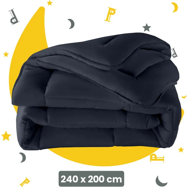 Sleep comfy Deluxe 2-in-1 Dekbed - 240x200 cm - Navy - Dekbed zonder overtrek - Ademend & Anti Allergie - All Year Dekbed - Stijl, Comfort en Innovatie voor Elke Nacht - Zomerdekbed & Winterdekbed