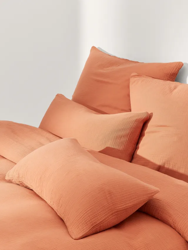 Westwing Collection Mousseline dekbedovertrek Odile Terracotta