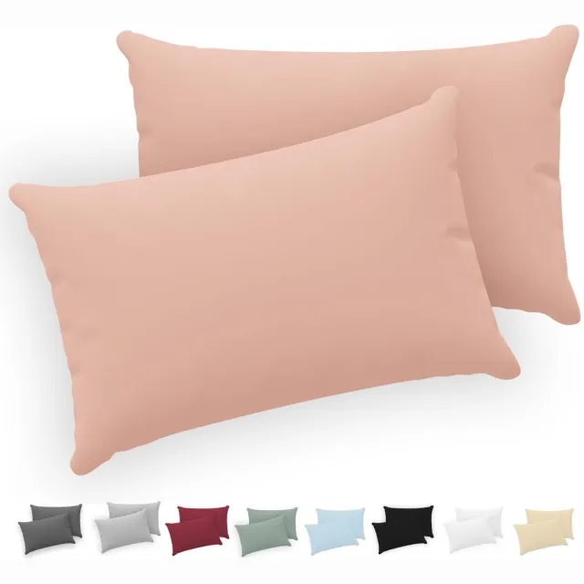 Famanu Set van 2 kussenslopen 40x70 van 100% katoen jersey, roze, met ritssluiting, voor een comfortabele en veilige nachtrust met een vleugje stijl in je slaapkamer