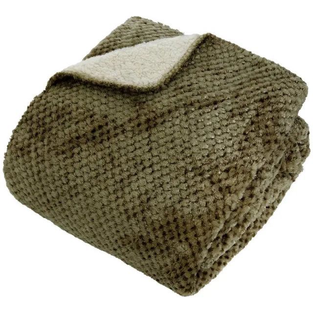 Atmosphera Créateur d'intérieur® LYNO-plaid van flanel met sherpa-effect Vert kaki