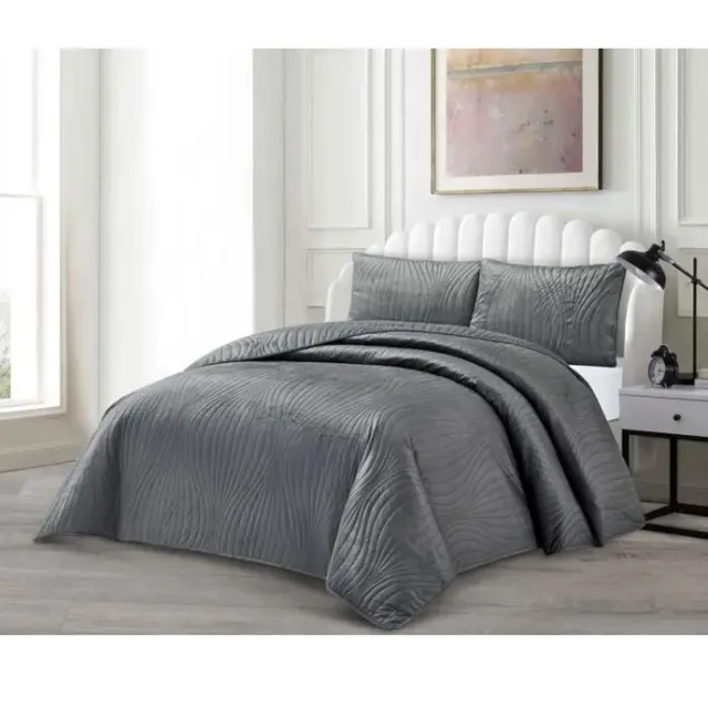 Lavella Iris Bedsprei Set 240x250 cm Donkergrijs 3-delig