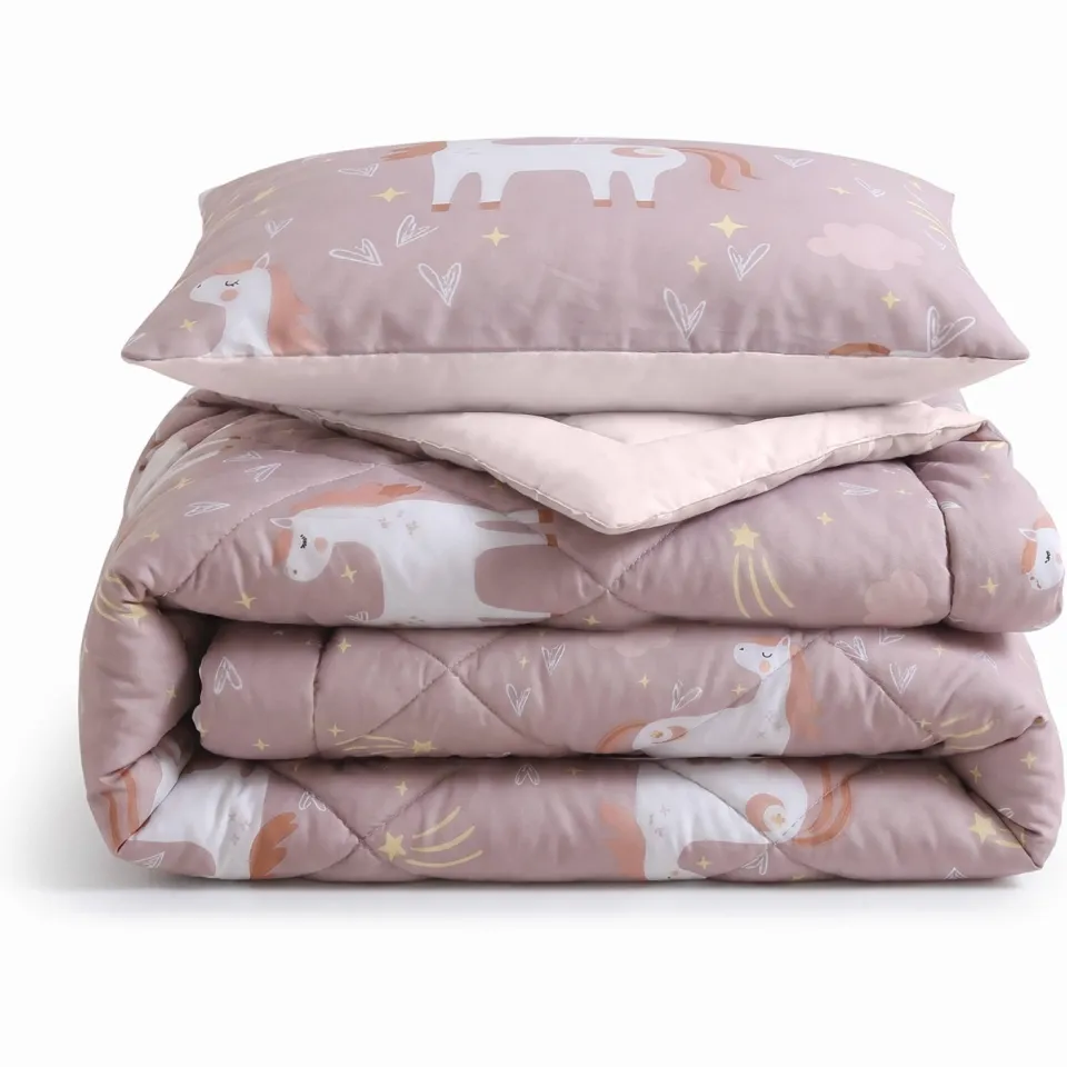 W dekbed zonder overtrek met kussensloop Lazy - paardenprint Roze
