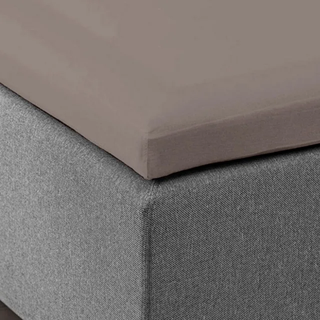 Dubbel Jersey Topper Hoeslaken 160x200/220 – 100% Katoen – Extra Dik & Zacht – 22 cm Hoek – Taupe – Y-NOT