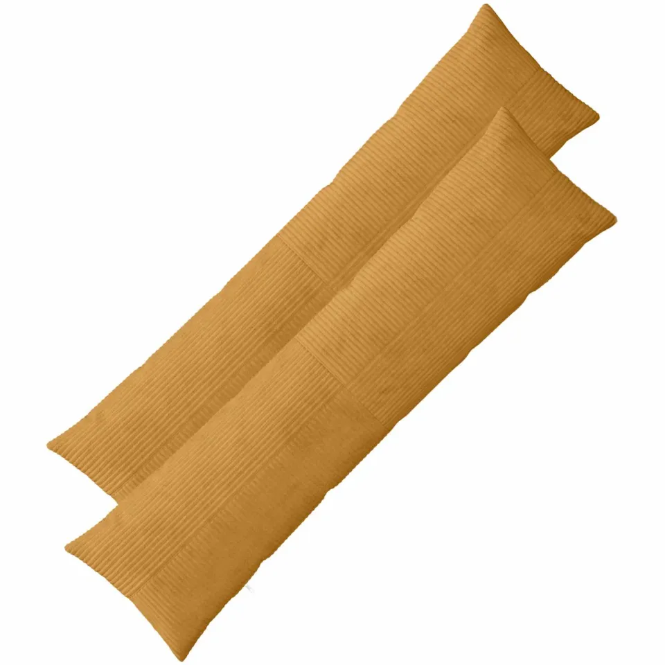 vidaXL Kussensloop 2 st ALMELO Geel 40 x 145 cm corduroy, foto 3