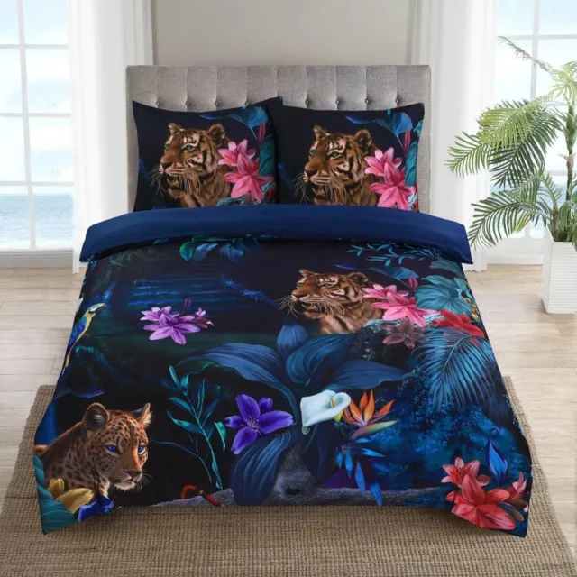 Cotton Club Husch Dekbedovertrek Jungle Tiger - 240x200/220 - Tijger Donkerblauw | Multi