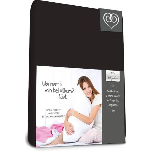 Bed-Fashion Dubbel Jersey - Splittopper - 160 x 210 cm - Zwart