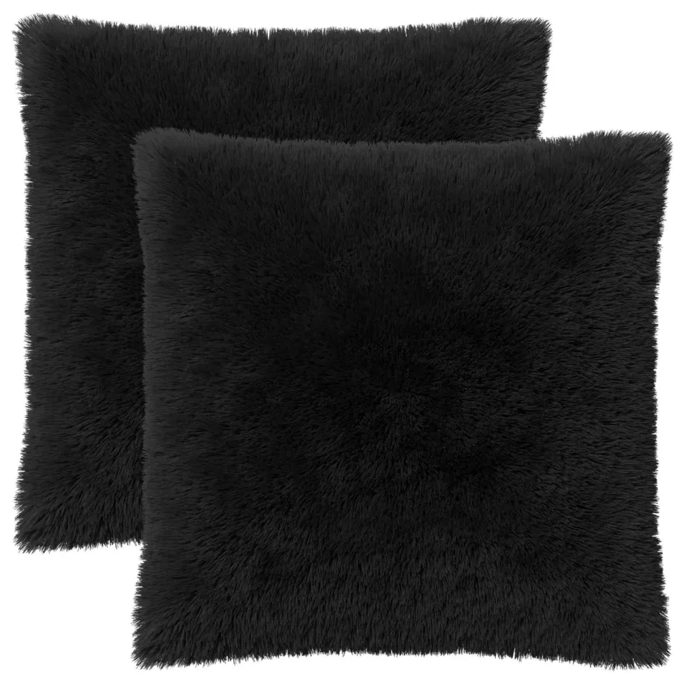 vidaXL Kussensloop 2 st HEERLEN Zwart 80 x 80 cm PV Fleece