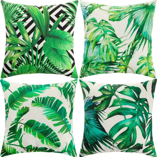 Thuys Kussensloop 45 x 45 cm, boho-kussenslopen, set van 4 decoratieve kussenslopen voor bank, kantoor, auto, slaapkamer, thuis, decoratie (groen bladfluweel)