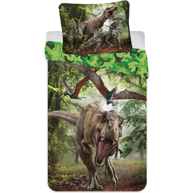 Jurassic World Dekbedovertrek Forest - Eenpersoons - 140 x 200 / 70 x 90 cm - Polyester multicolor