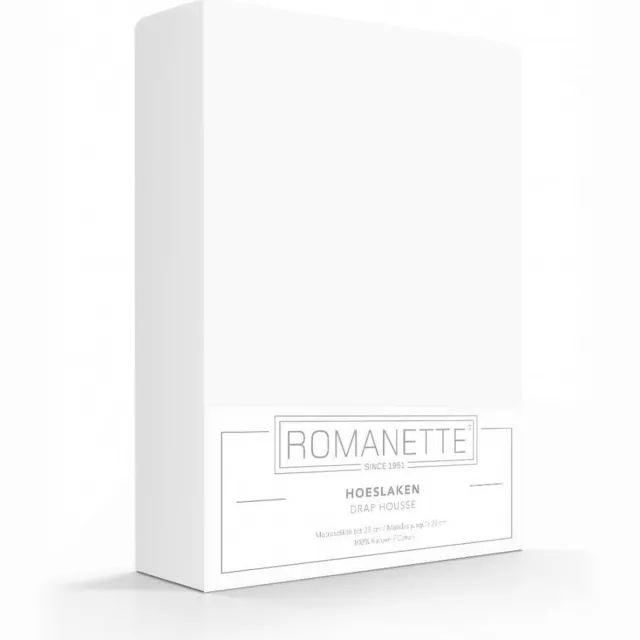 Romanette hoeslaken katoen - Wit - 1-persoons (90x220 cm)