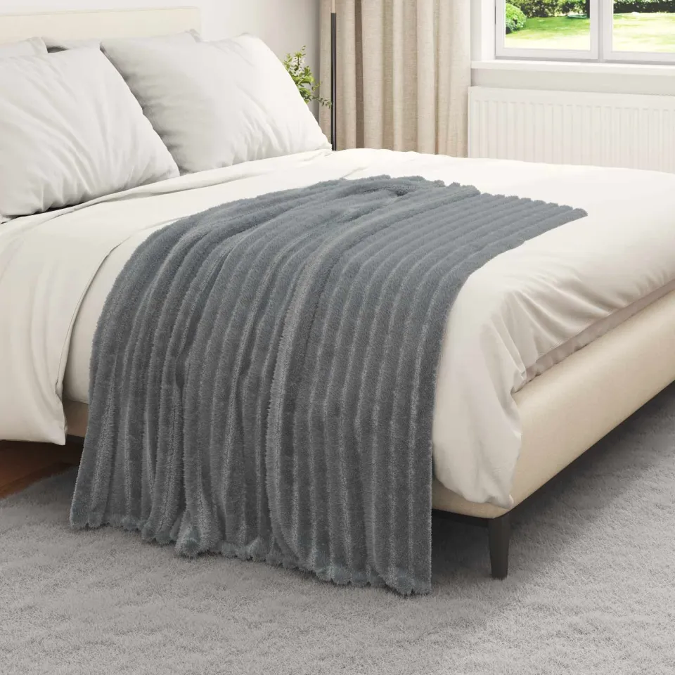 vidaXL plaid Donkergrijs 150 x 130 cm 0,51 kg Fleece, foto 3