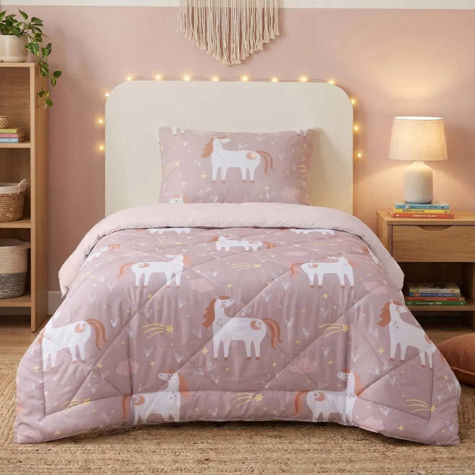 W dekbed zonder overtrek met kussensloop Lazy - paardenprint roze, foto 7