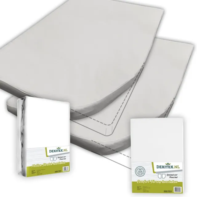 dexitex Textielpakket Frans bed - 1 hoeslaken en 1 molton - rechts Wit