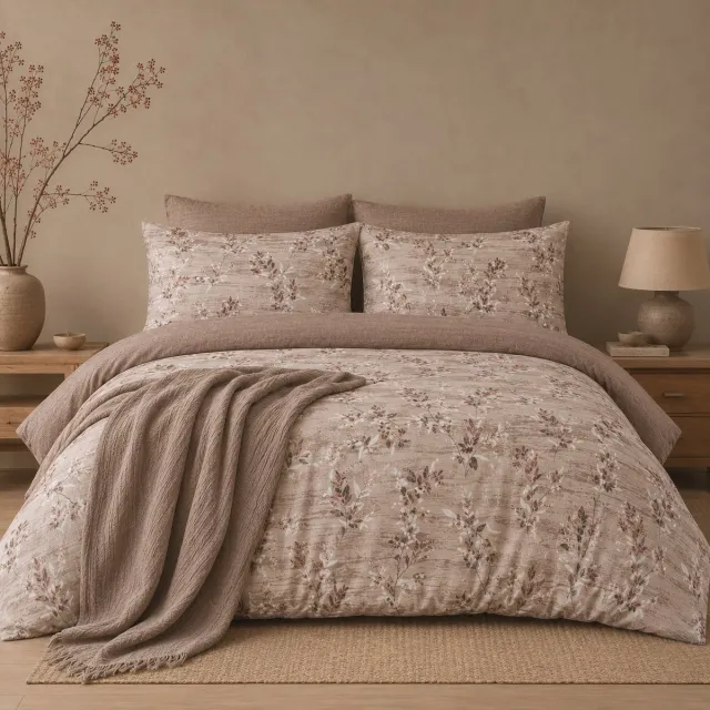 MeiLun Home Fleur Atelier Dekbedovertrek – 240 x 220 cm – 160 x 200 cm + 32cm Hoeslaken+ 2 kussenslopen van 50 × 70 cm – Wild Sprig – Lits – Jumeaux