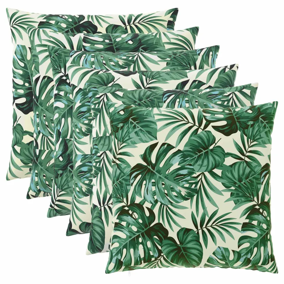 vidaXL Kussensloop 6 st HEERLEN Bladpatroon 80 x 80 cm Polyester groen, foto 3