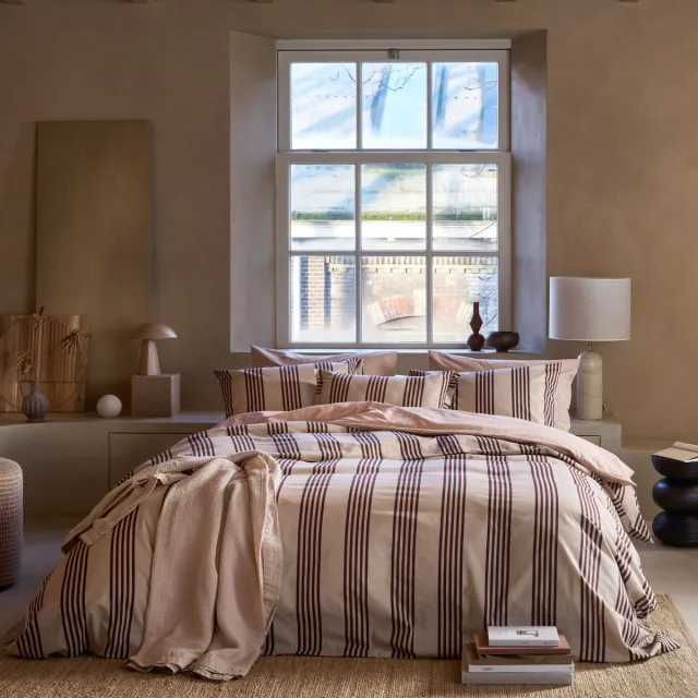 vtwonen Pure Stripe dekbedovertrek - Eenpersoons - 140 x 220 cm - Naturel