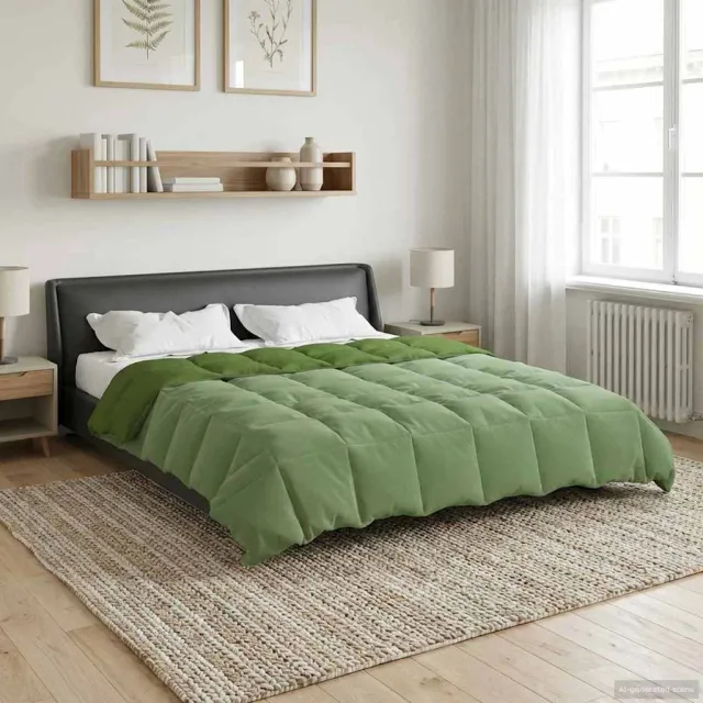 vidaXL Vol jaar dekbed 200 x 200 cm Microfiber (100% polyester) Groen