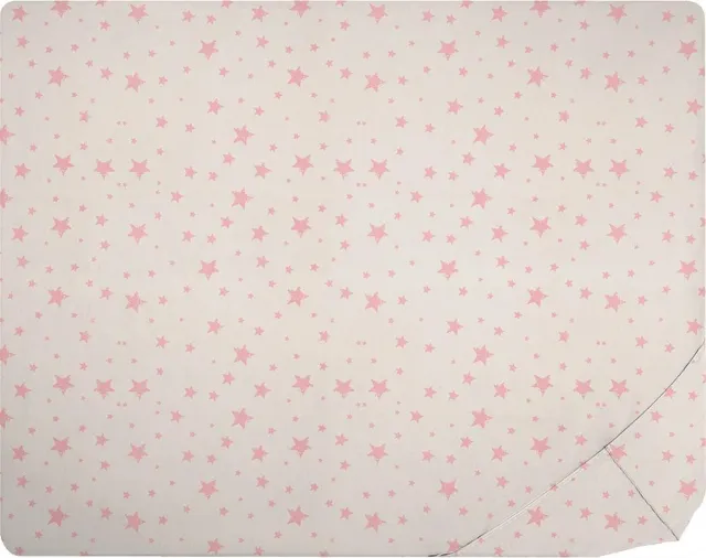 Hibboux hoeslaken Star 90x200 Star katoen hoek 35cm wit/lila sterren